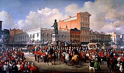 Victor Pierson, Paul Poincy. Volunteer Firemen's Parade, March 4, 1872, representing the gathering of the New Orleans fire brigades around the statue of Henry Clay.