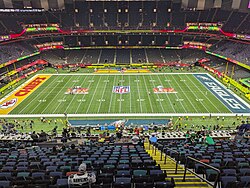 The field setup at Caesars Superdome prior to Super Bowl LIX