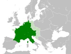 A map of the Carolingian Empire within Europe, c. 814 AD