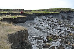 Permafrost thawing can cause slumping in the landscape