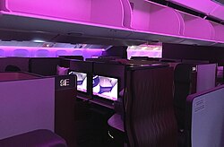 Qatar Airways' new business class product, the Qsuite, on a Boeing 777-300ER