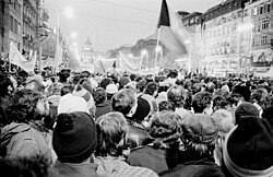 The Velvet Revolution ended 41 years of authoritarian communist rule in Czechoslovakia in 1989.
