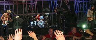 Red Hot Chili Peppers performing in Stockholm in 2003