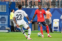 Rashford (in red) playing for England against Panama
