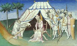Ghazan ordering King Hetum II to accompany Kutlushah on the 1303 attack on Damascus.[34]