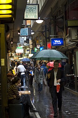 Known for its bars, street art and coffee culture, the inner city's network of laneways and arcades is a popular cultural attraction.