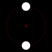 Two stars of similar mass in circular orbits about their center of mass
