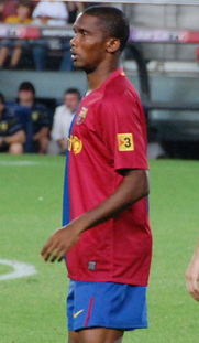 Eto'o during the 2008 Joan Gamper Trophy