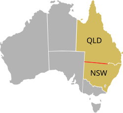 In Australia, the parallel defines most of the border between Queensland and New South Wales.