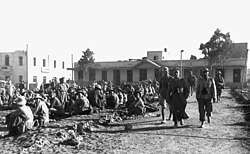 Rommel walks past Allied prisoners taken at Tobruk, 1942