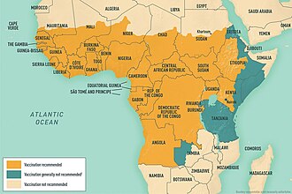 Areas with risk of yellow fever in Africa (2017)