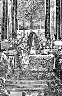 Illustration showing Mastai-Ferretti at his first Holy Mass in 1819