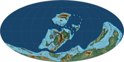 A map of Earth in the Emsian stage of the Early Devonian (405 million years ago)