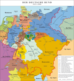 Map of the German Confederation, 1815–1848 and 1851–1866