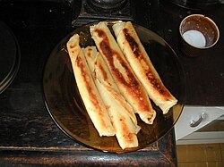 Home-made Polish naleśniki filled with sweet white cheese