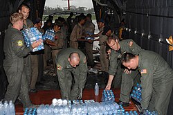 US Air Force personnel deliver relief supplies to Myanmar