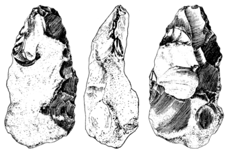 Abbevillean style biface from the Acheulean archaeological site of San Isidro, in Madrid (Spain)