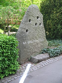 The 49th parallel north in the Karlsruhe Stadtgarten
