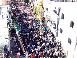Protest against the Assad regime in the city of Homs, 3 February 2012