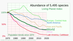 The World Wildlife Fund's Living Planet Report 2022 found that wildlife populations declined by an average 69% since 1970.[1][2]