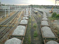 Bulk cargo of minerals on a train