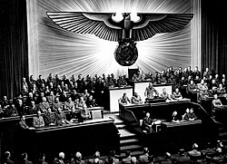 Hitler announcing the declaration of war against the United States to the Reichstag on 11 December 1941
