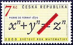 Czech postage stamp commemorating Wiles' proof