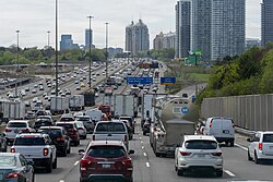 Highway 401 is a 400-series highway that passes west to east through Greater Toronto. Toronto's portion of Highway 401 is the busiest highway in North America.