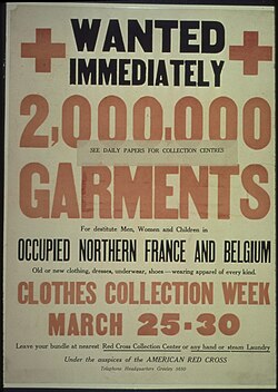 Poster requesting clothing for occupied France and Belgium