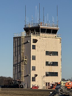 The airport's control tower in 2025