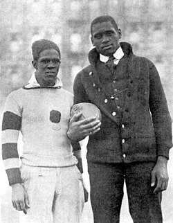 Fritz Pollard (left) and Robeson in a photo from the March 1918 issue of The Crisis