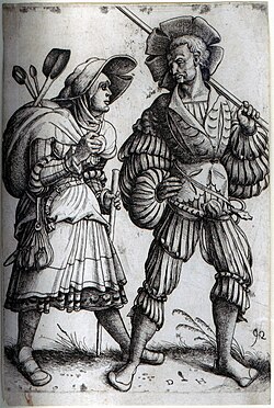 The Soldier and his Wife. Etching by Daniel Hopfer, who is believed to have been the first to apply the technique to printmaking.