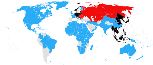The Allies (blue and red) and the Axis Powers (black) in December 1944