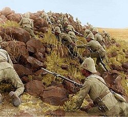Canadian soldiers at the Battle of Paardeberg during the Second Boer War, 1900