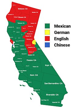 Largest alone or in any combination ethnic origin by county in California, per the 2020 census