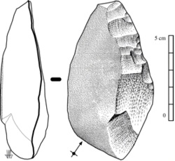 An Acheulean tool, not worked over the entire surface
