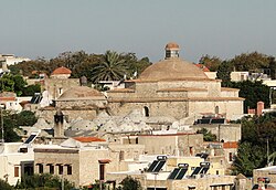 Domes of the 16th-century Yeni Hamam on the skyline of Rhodes