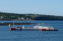 SME PLAT-I 6.4 horizontal, in-stream, floating tidal energy generator at Grand Passage site in Nova Scotia, Canada.