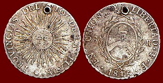 Argentine coin minted at the Potosí Mint, 1815.
