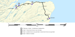 Cumberland's march from Aberdeen to Culloden