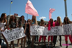 From the documentary Ukraine Is Not a Brothel. Radical group Femen protest against the increase in sex tourism into Ukraine.