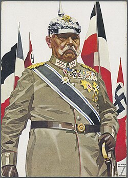 Hindenburg by Ludwig Hohlwein, with Nazi flag, c. 1934