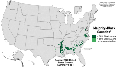 Majority-Black Counties in the U.S. as of the 2020 United States Census