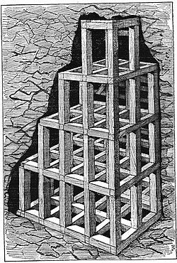 Square-set timbering as used in the Comstock mines, 1877