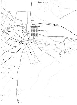 Long Tom "Grietjie" (or "Creaky") was i.a. placed on a constructed platform south of Jackal Tree Hill, to the south of Mafeking. It was however moved 7 times during the siege.[5]