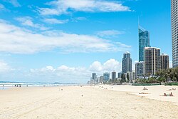 Surfers Paradise, one of the most frequently visited Australian seaside resorts