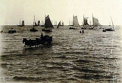 Boats anchored in the Port of Buenos Aires, circa 1880.