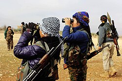 Kurdish YPG's female fighters during the Syrian War