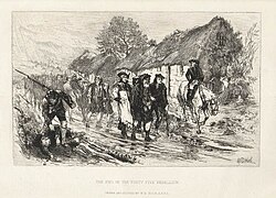 The End of the 'Forty Five' Rebellion depicts the retreat of the defeated Jacobites.