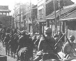 Japanese troops entering Shenyang during the Mukden Incident